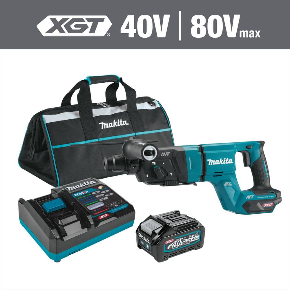 Makita 40V max XGT Brushless Cordless 1-1/8 in. Rotary Hammer (D-Handle)  Kit, AFT, AWS Capable (4.0Ah) GRH07M1 - The Home Depot