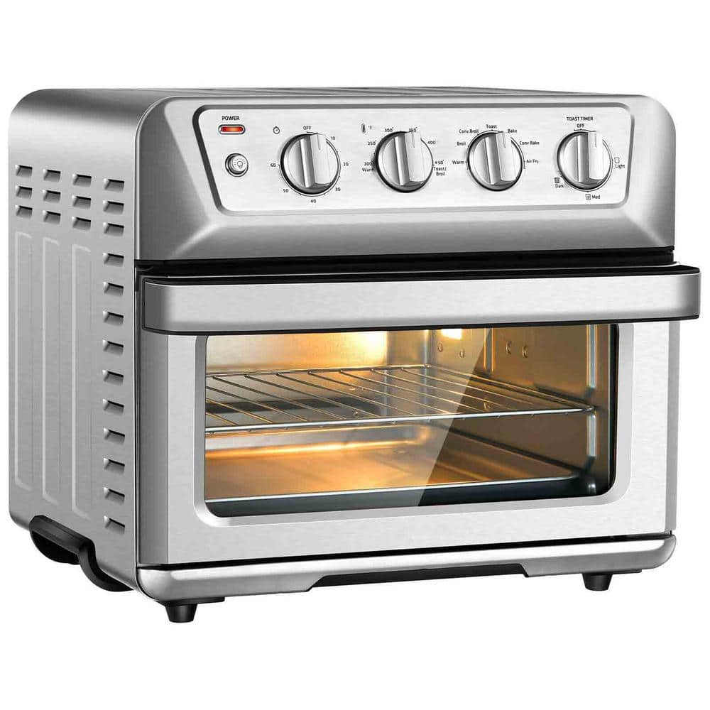 Multi-Function 21.5 qt. Silver Air Fryer Toaster Oven with Recipe