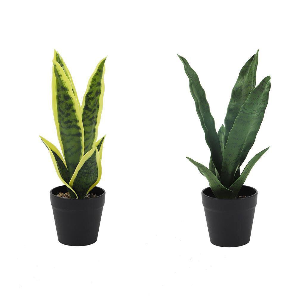 2-Pack 12 in. Green Artificial Plant Faux Indoor Plants Lifelike Leaves Home Office Garden Room Decor