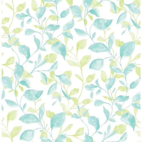 A-Street Prints Catalina Trail Aqua Vine Aqua Wallpaper Sample