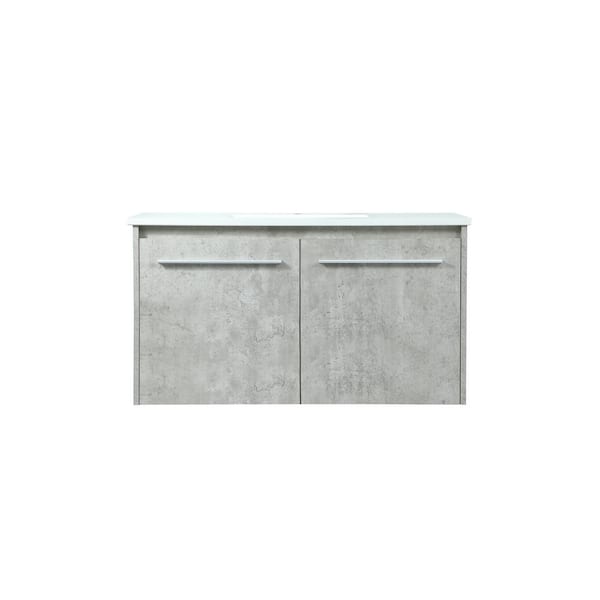 Unbranded Simply Living 36 in. W x 18 in. D x 19.7 in. H Bath Vanity in Concrete Grey with Ivory White Engineered Marble Top