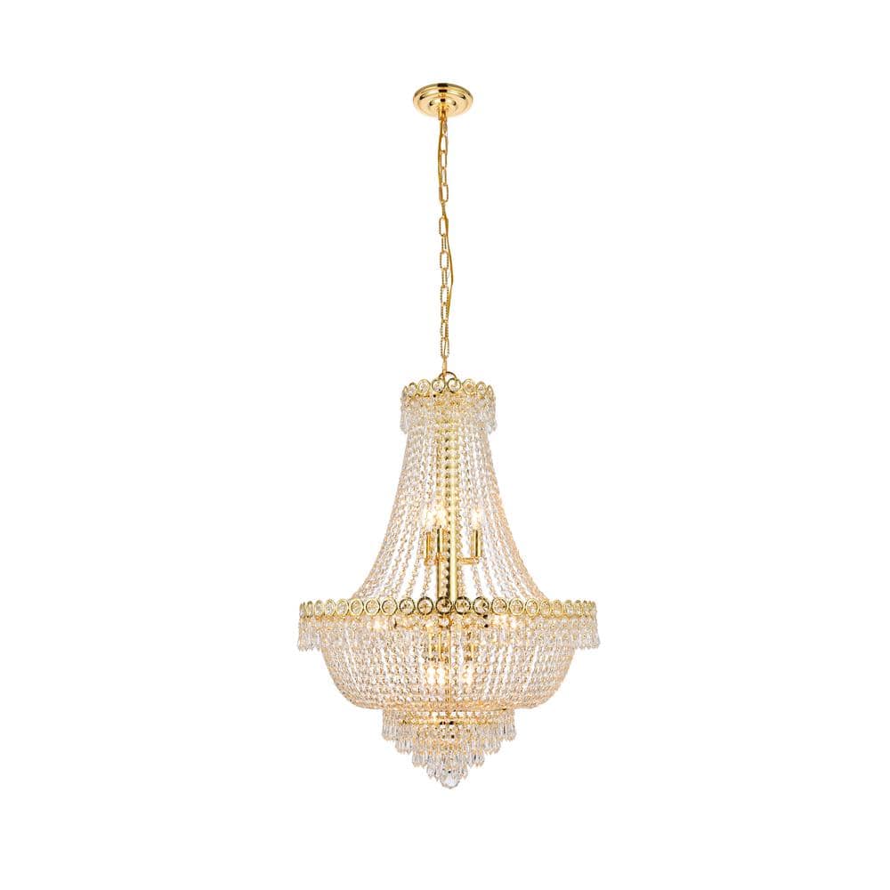 Timeless Home 24 in. L x 24 in. W x 30 in. H 12-Light Gold Transitional Cha