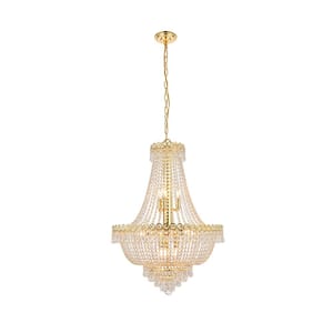 Timeless Home 24 in. L x 24 in. W x 30 in. H 12-Light Gold Transitional Chandelier with Clear Crystal