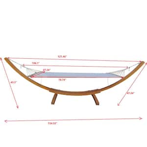 12.9 ft. White Fabric Plywood Standalone Hammock with Stand For Garden, Patio, Balcony, or Indoor Use for 1 Person