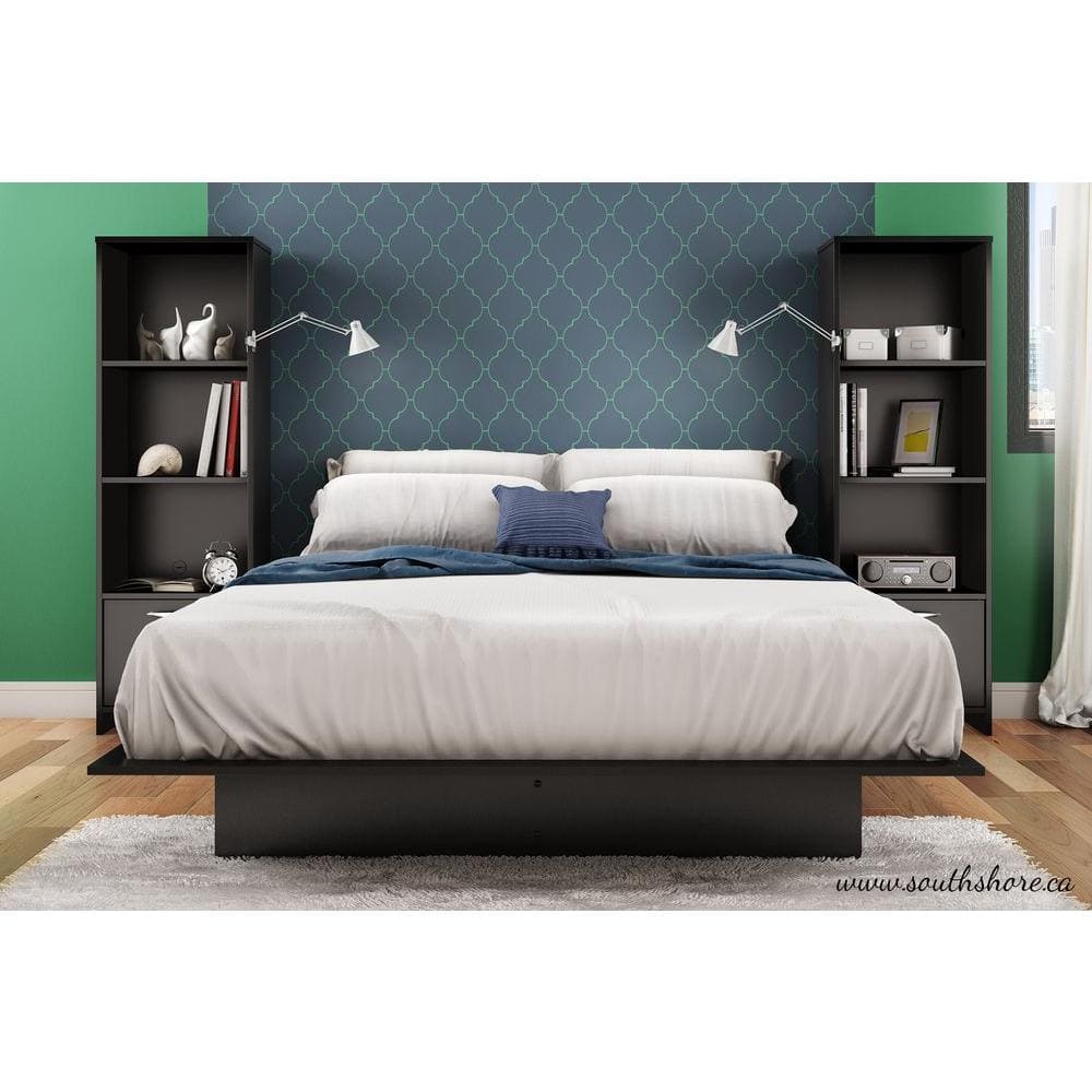 Contemporary Black Laminate Adjustable Media Tower