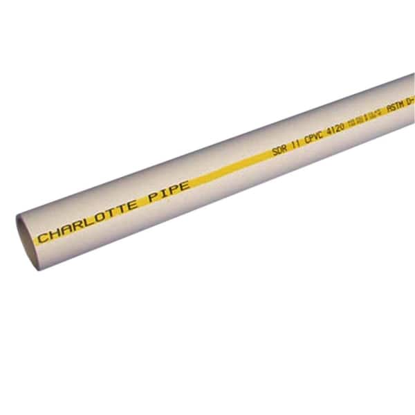 1/2 In. X 10 Ft. CPVC SDR11 Pipe, Plain End, Corrosion-Resistant, for Hot and Cold Water Distribution