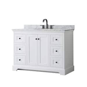 Avery 48 in. W x 22 in. D x 35 in. H Single Bath Vanity in White with White Carrara Marble Top