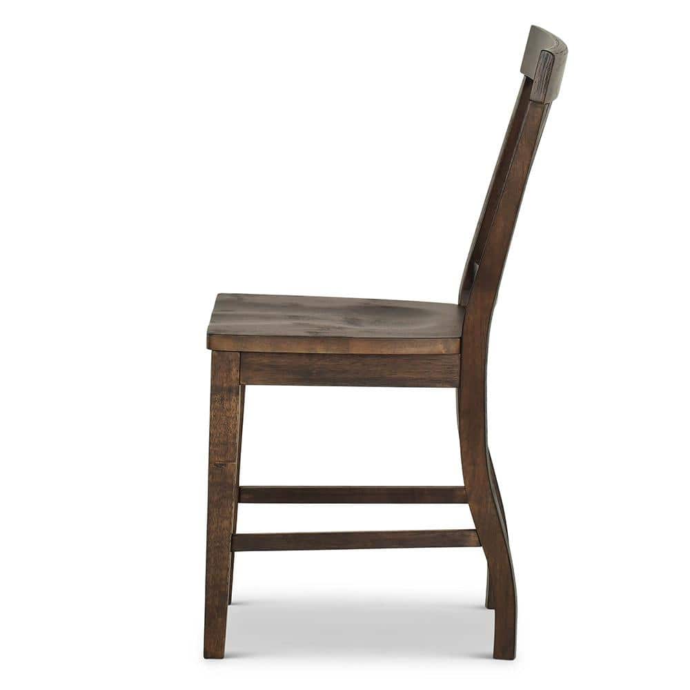 Elegant Transitional Dark Oak Wood Counter Stools, Set of 2
