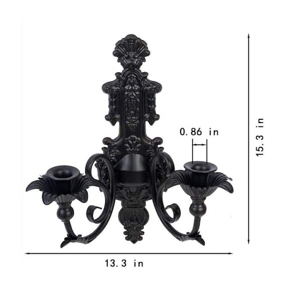 N/A. Black Iron Wall Candle Sconce Wall Decor 2 Piece Set for