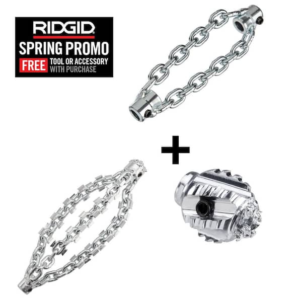 FlexShaft 2 in. Double Chain Knocker Triple Carbide Tipped Chain Knocker, Penetrating Ball Head Cable Accessory Bundle