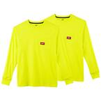 Men's 2X-Large High Visibility Heavy-Duty Cotton/Polyester Long-Sleeve Pocket T-Shirt (2-Pack)
