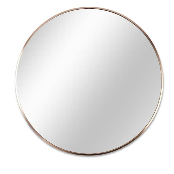 HUOVTR 30 In. W X 30 In. H Gold Modern Round Framed Decorative Mirror ...