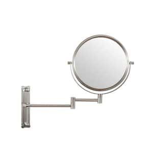 8 in. Wall Mount 1X/10X Magnifying Makeup Vanity Mirror with Height Adjustable,360° Swivel,Extension Arm,Brushed Nickel