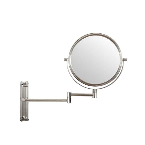 cadeninc 8 in. Wall Mount 1X/10X Magnifying Makeup Vanity Mirror with Height Adjustable,360° Swivel,Extension Arm,Brushed Nickel