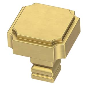 Notched 1-1/8 in. (28 mm) Modern Gold Cabinet Knob