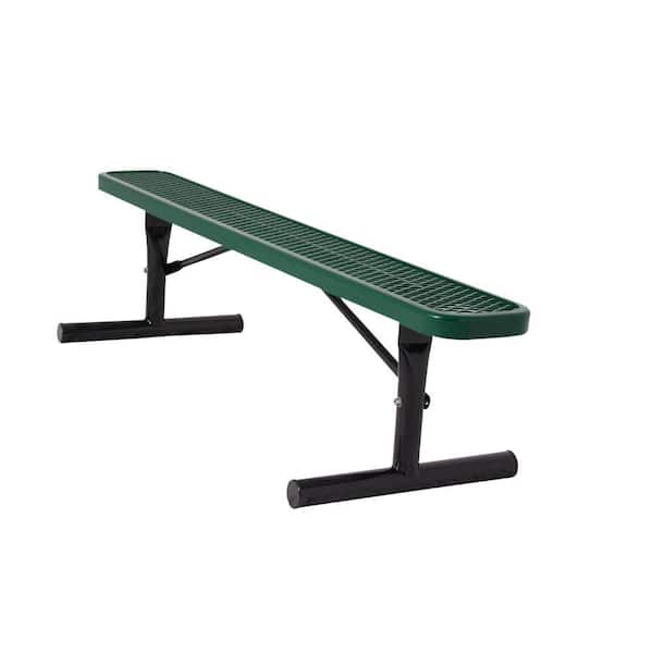 8' Bench without Back, Surface Mount, Diamond, Green