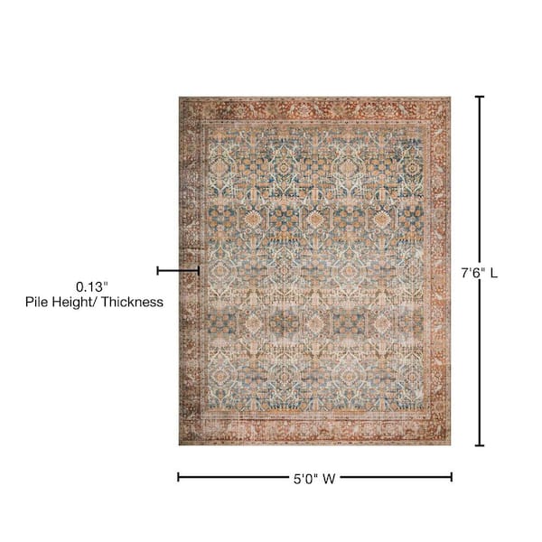 Loloi Layla Ocean/Rust 5 ft. x 7 ft. 6 in. Distressed Bohemian