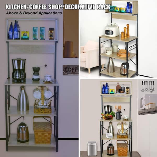 VEVOR Kitchen Baker's Rack 3-Tier Industrial Microwave Stand Multifunctional Coffee Station Organizer