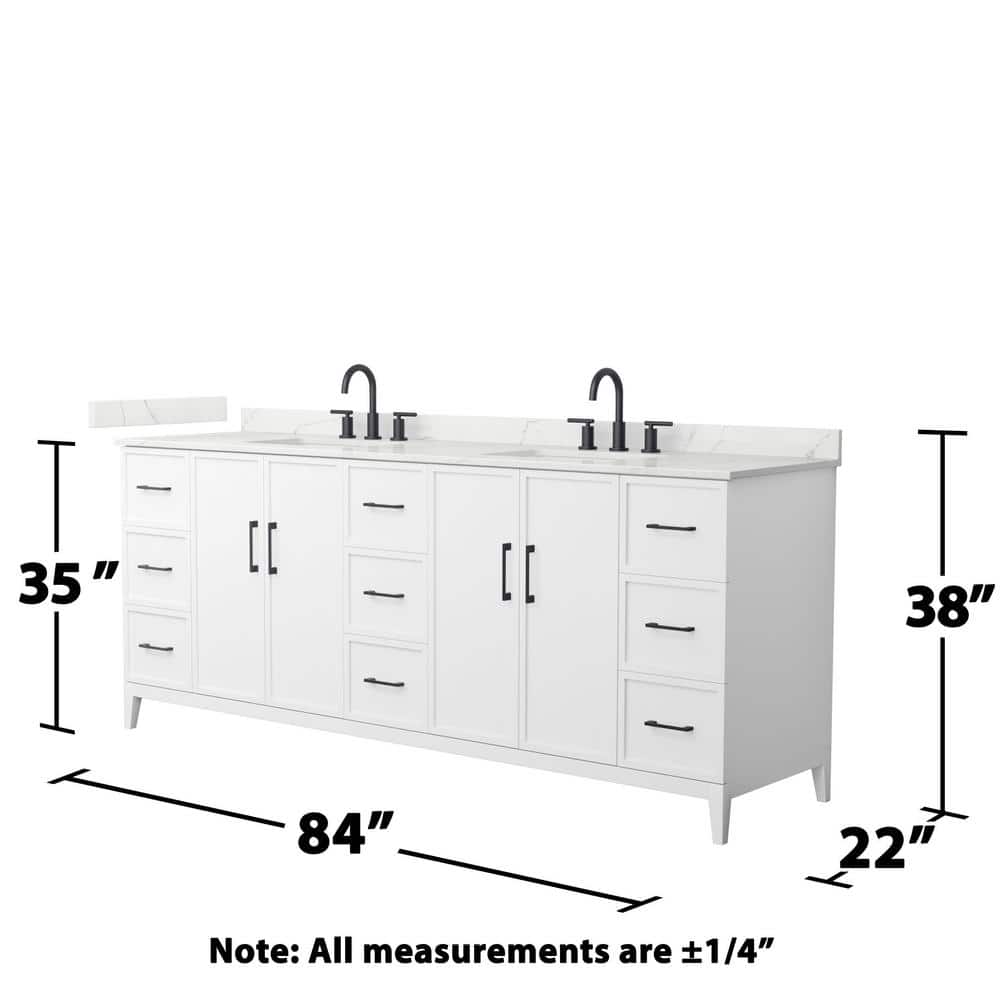Elan 84'' White Double Vanity with Quartz Top