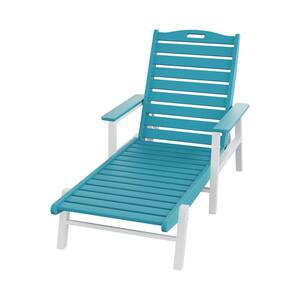 Blue Plastic Chaise Lounge Outdoor Chair