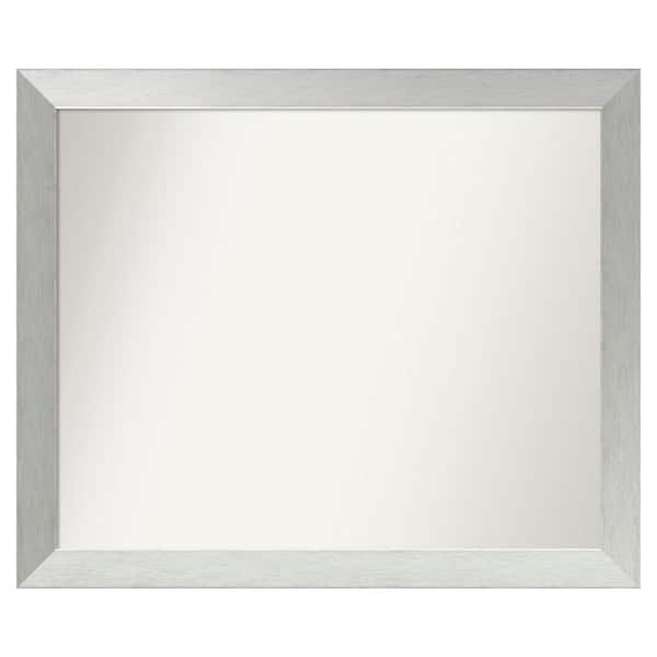 Amanti Art Brushed Sterling Silver 36 in. x 30 in. Custom Non-Beveled Wood Framed Bathroom Vanity Wall Mirror