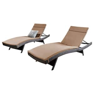 Salem Multi-Brown 4-Piece Faux Rattan Outdoor Chaise Lounge with Caramel Cushions