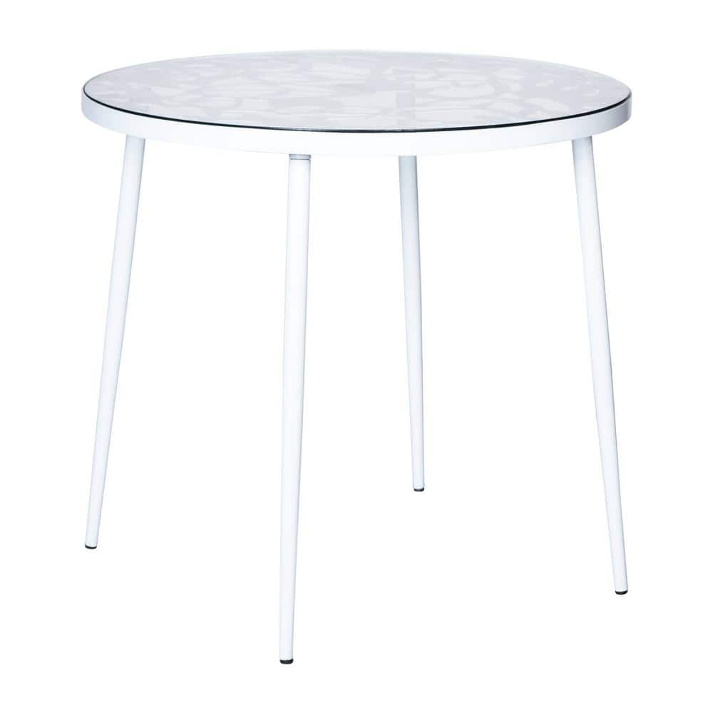 White Aluminum 5-Piece Outdoor Dining Set with Flower Design