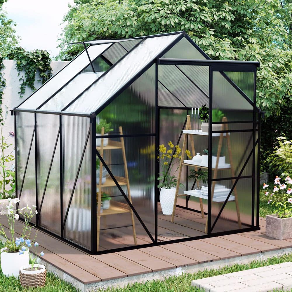 6 x 6 ft. -BLACK Polycarbonate Greenhouse Raised Base and Anchor Aluminum Heavy Duty Walk-in Greenhouses price history on PriceWatchPro