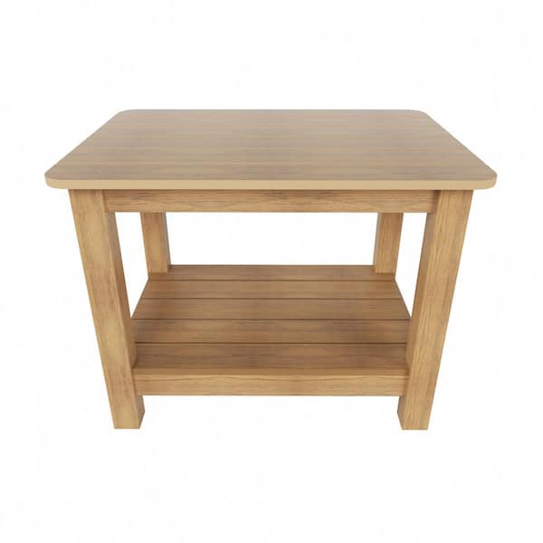 Vineyard Teak Rectangular Plastic Outdoor Double Layer Adirondack Patio Side Table
