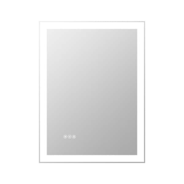 ES-DIY 24 in. W x 32 in. H Rectangular Frameless LED Light and Anti-Fog  Wall Bathroom Vanity Mirror in Matte White HOY1REBM2432VC - The Home Depot