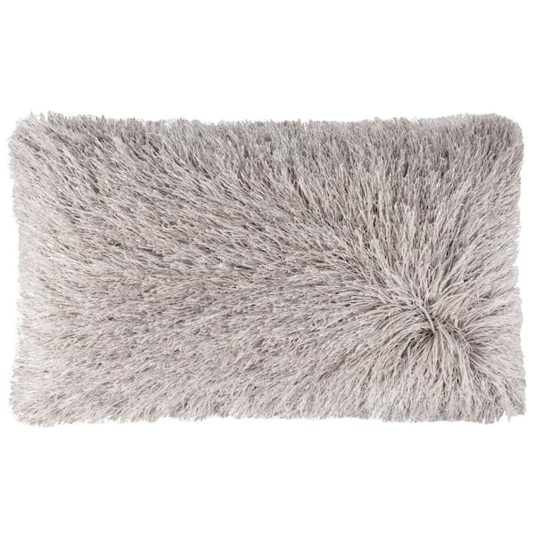 SAFAVIEH Shag Modish Metallic Silver 12 in. x 20 in. Standard Pillow