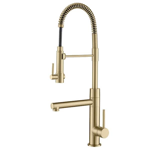 KRAUS Artec Pro Single Handle Pull Down Sprayer Kitchen Faucet with Pot Filler in Brushed Gold