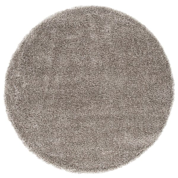 Milan Shag Gray 9 ft. x 9 ft. Solid Flokati Round Area Rug