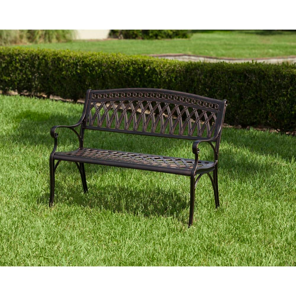 Simone 40" Antique Bronze Cast Aluminum Patio Bench