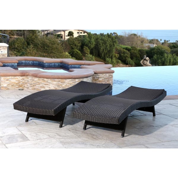 DEVON & CLAIRE Everly Espresso 2-Piece Wicker Outdoor Chaise Lounge