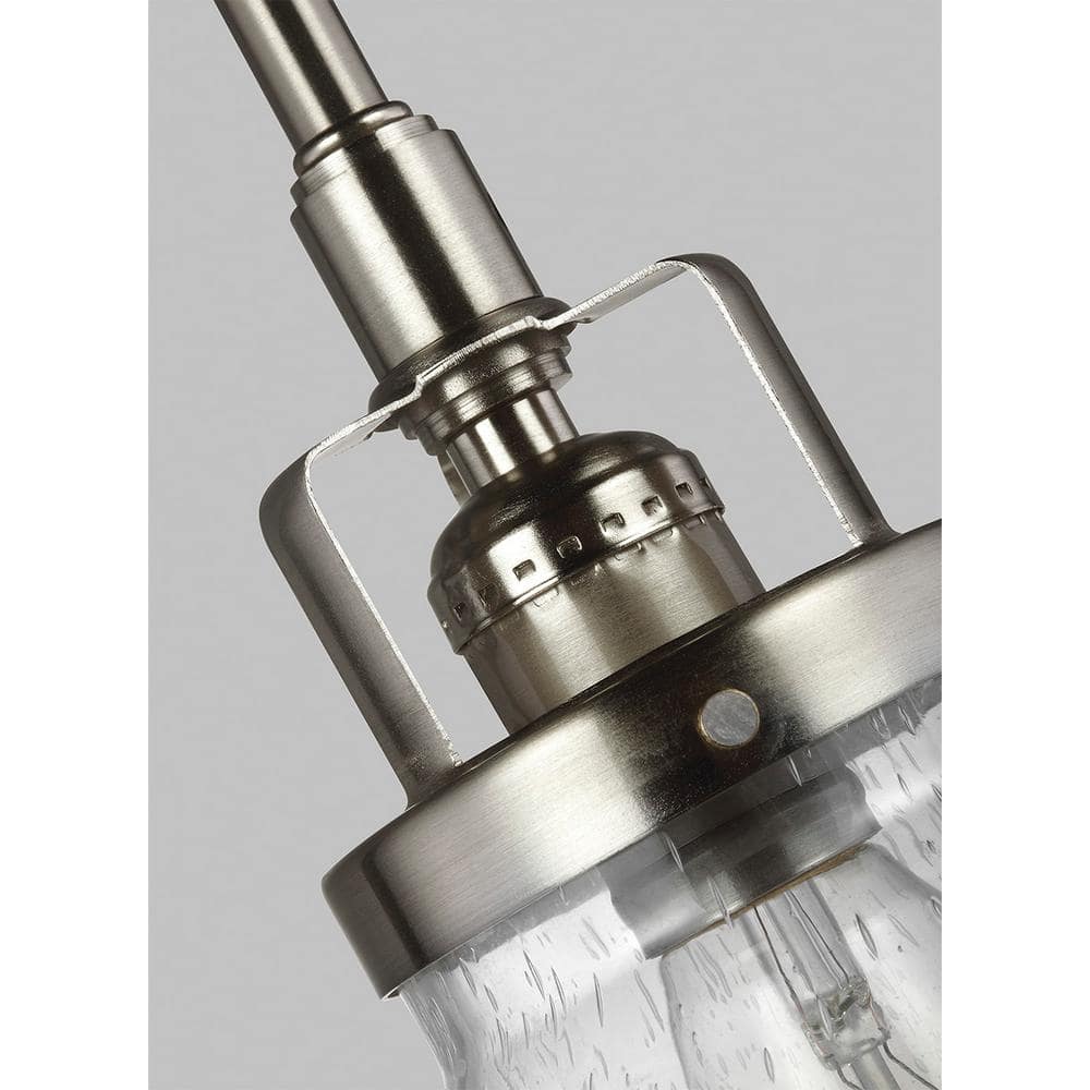 Brushed Nickel Mini Pendant with Clear Seeded Glass Shade
