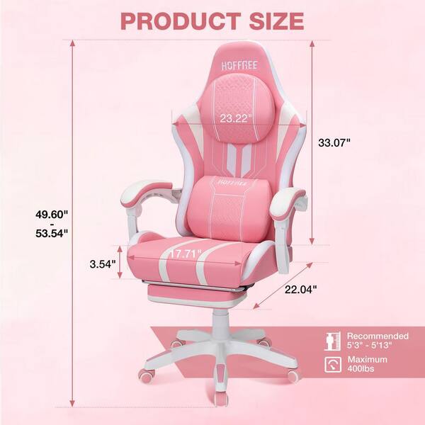 Hoffree Faux Leather Massage Ergonomic Gaming Chair Big and Tall