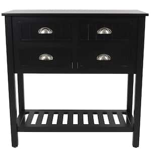 Bailey 32 in. Black Standard Rectangle Wood Console Table with Drawers