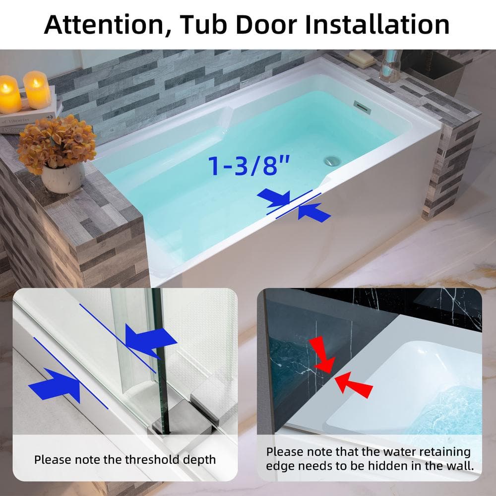 Vine 60'' White Acrylic Alcove Soaking Bathtub