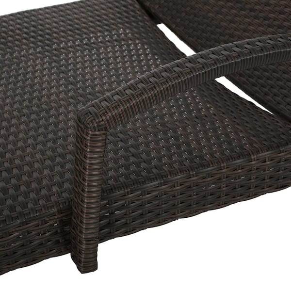 Salem Multi-Brown 2-Piece Faux Rattan Outdoor Patio Chaise Lounge