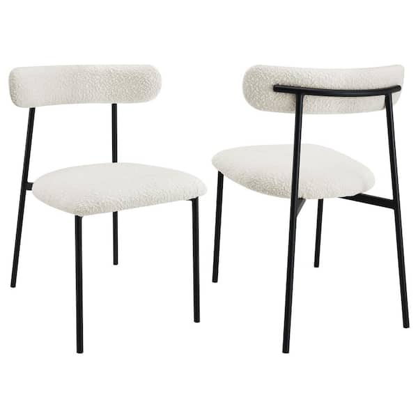 Coaster Anzio White Fabric Boucle Upholstered Dining Side Chair (Set of 2)