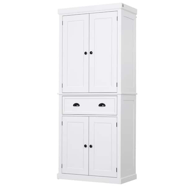 White Freestanding Kitcken Pantry, Free Standing Kitchen Pantry Cabinet