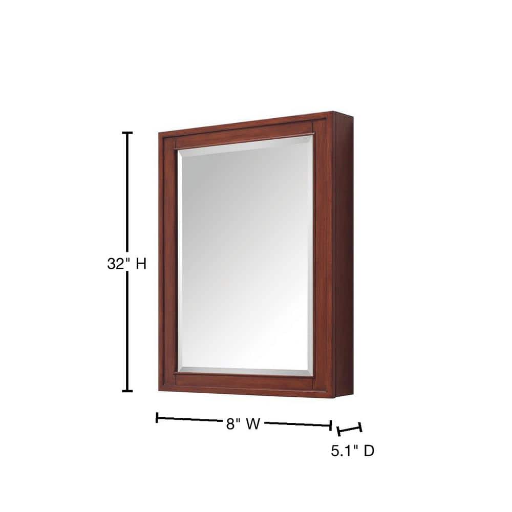 Tobacco Brown 24" x 32" Wooden Framed Mirror Cabinet