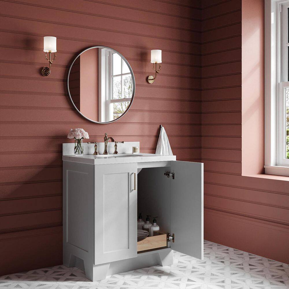Gray Hardwood 30.25'' Single Basin Freestanding Vanity