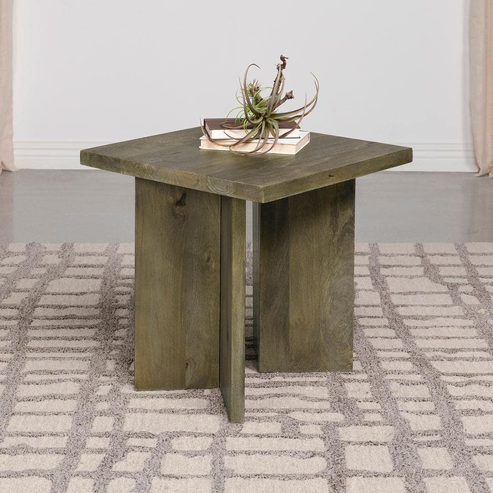 Andando Square Solid Mango Wood Rustic End Table Brown