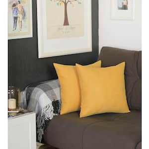 Charlie Set of 2-Yellow Modern Square Throw Pillows 1 in. x 8 in.