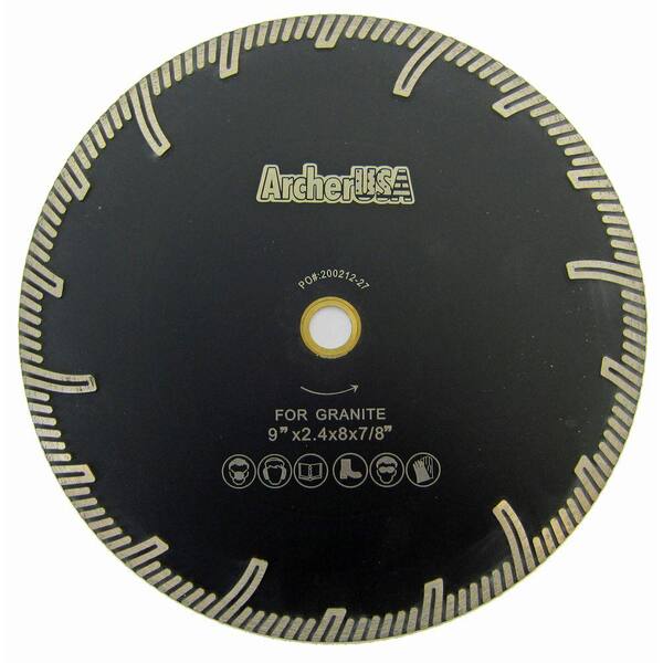 Archer USA 9 in. Turbo Rim Diamond Blade with Protect Teeth for Stone Cutting