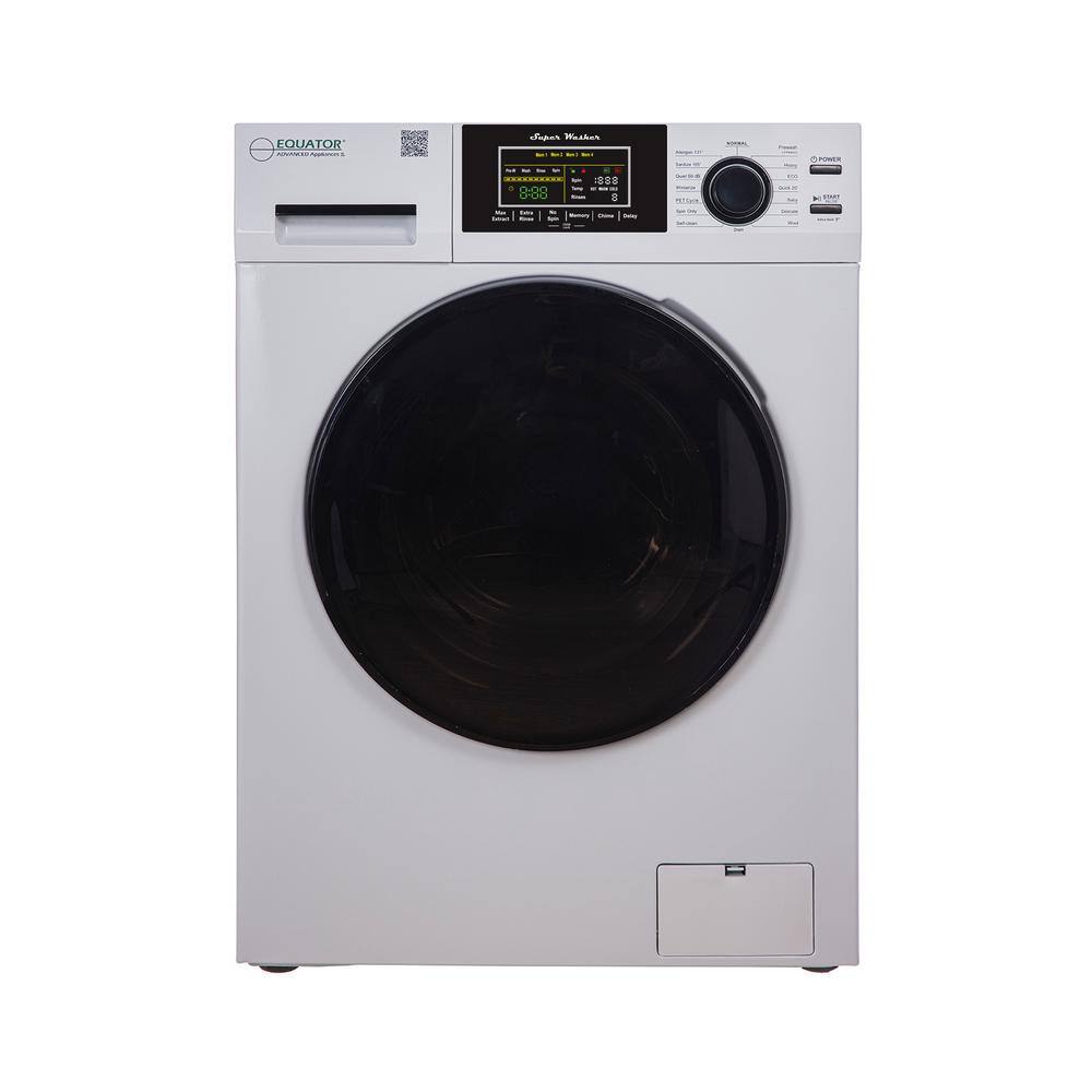 EQUATOR ADVANCED Appliances 1.62 cu.ft. Touch Pet 15 lbs Compact 110V Sani Digital Washer 1400 RPM 16 Programs, White