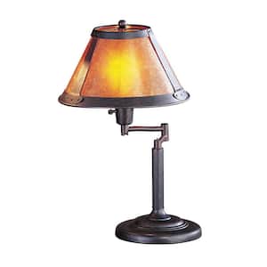 Charlie 18 in. Rust Integrated LED Candlestick Interior Lighting Table Lamp for Living Room w/Copper Metal Shade