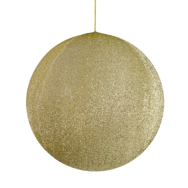 Northlight Tinsel Inflatable Christmas Ball Ornament Outdoor Commercial Decoration - 19.5 in. - Gold